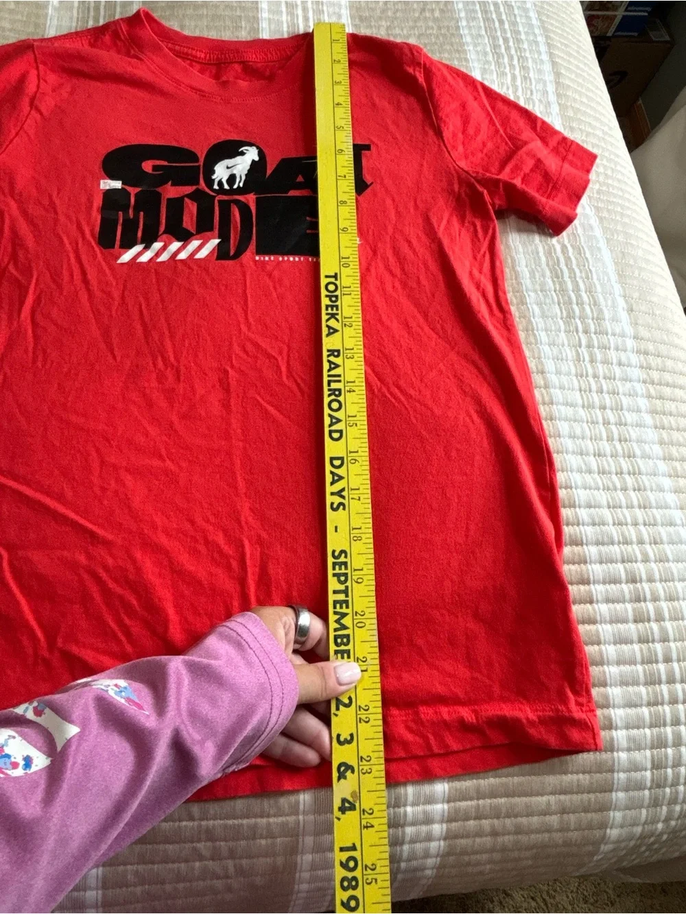Nike Red Graphic Tee with Black & White GOAT Design boys